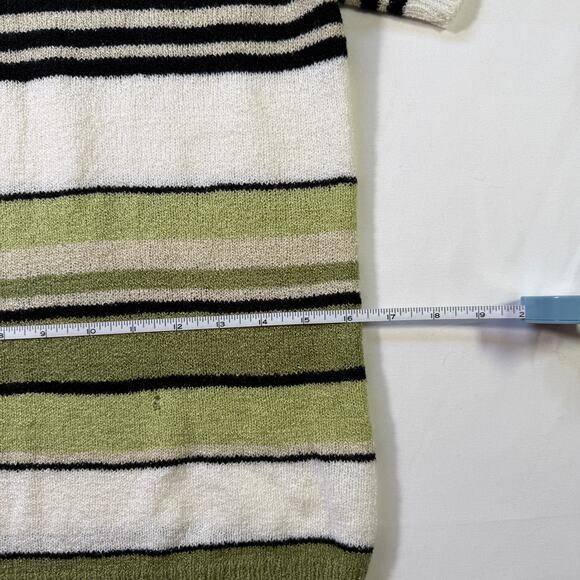 90s Carolyn Taylor Olive Green Striped Knit Top Size Small Retro - Picture 5 of 8